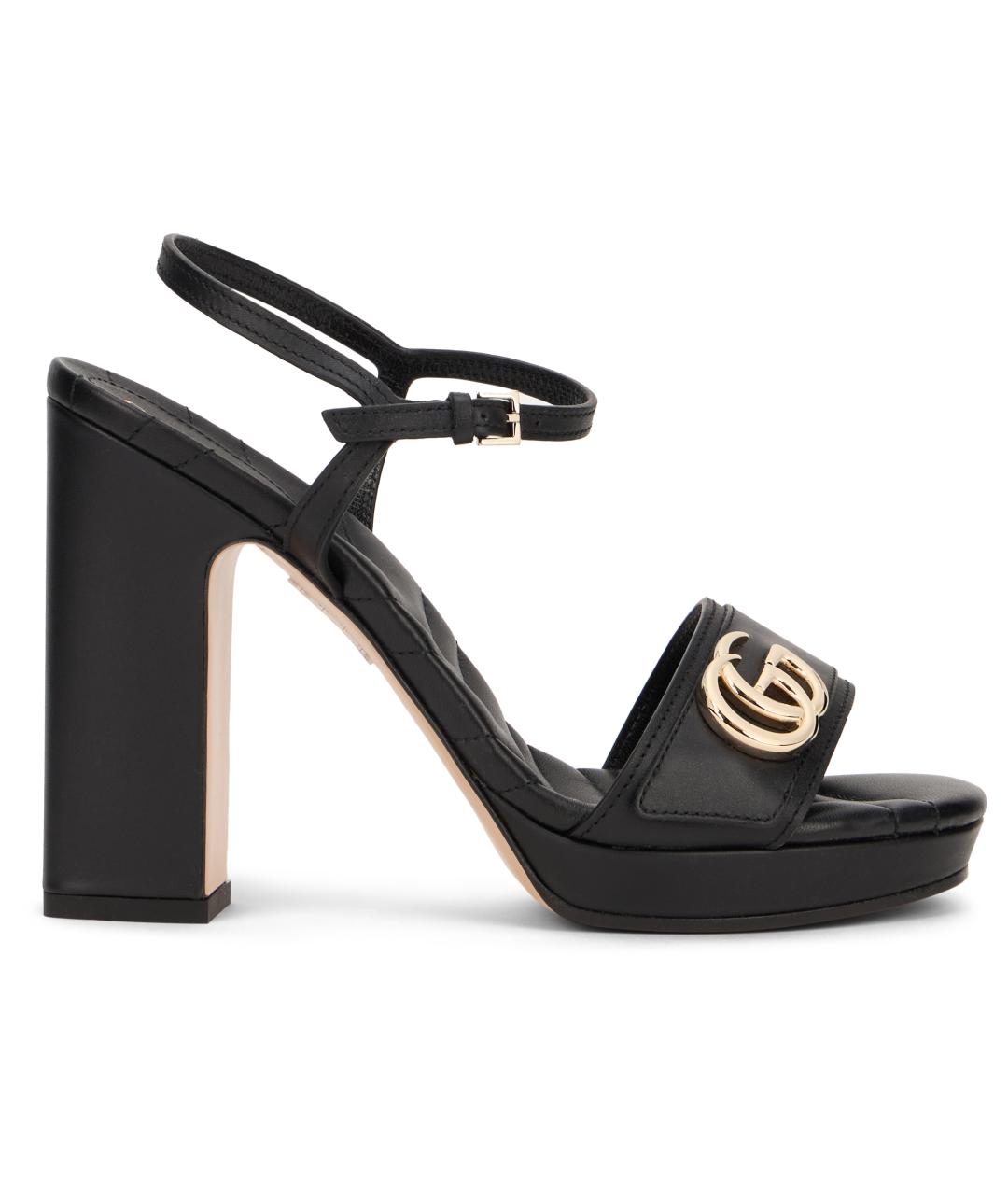 GUCCI Черные кожаные босоножки, фото 2