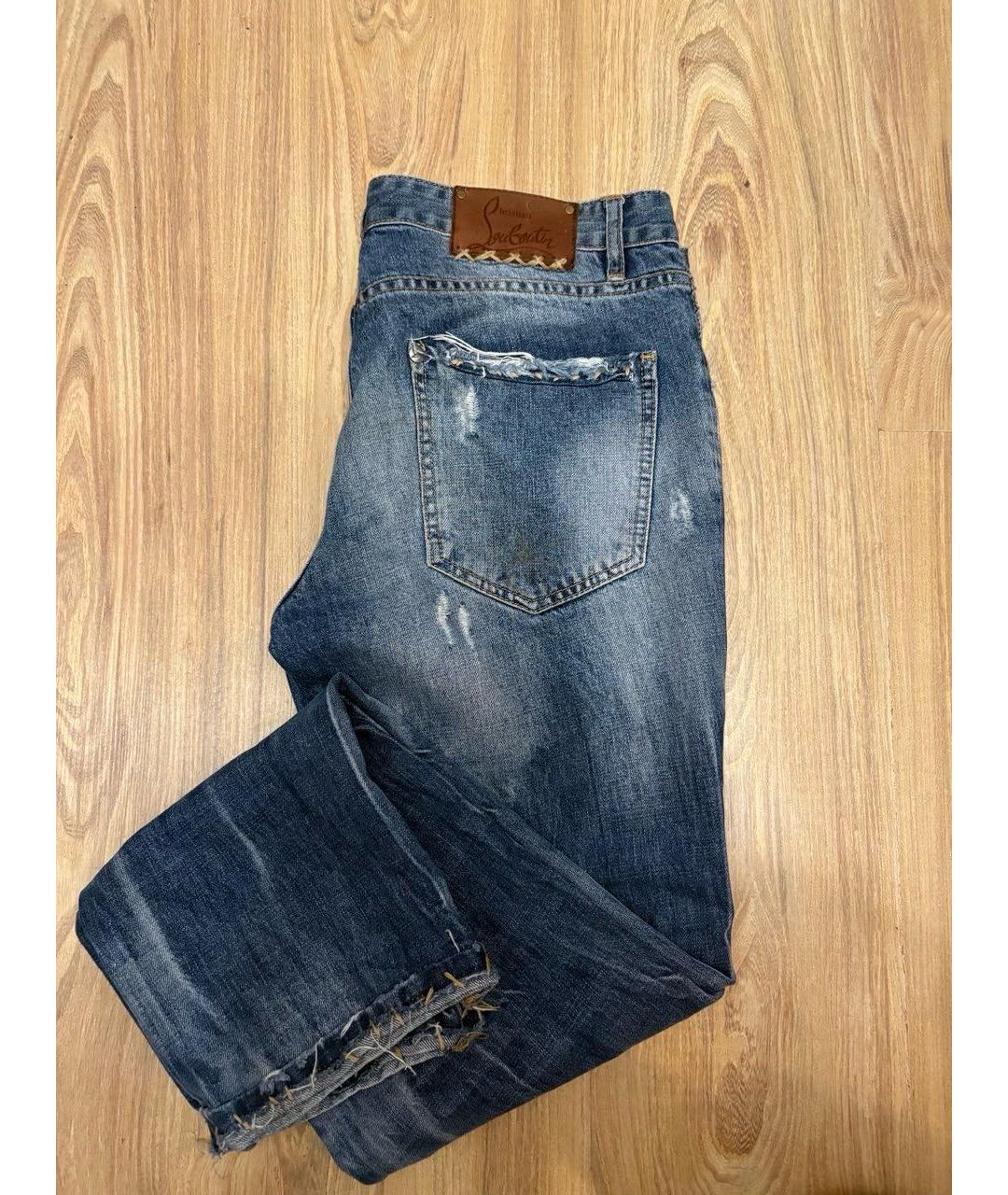 CHRISTIAN LOUBOUTIN Синие хлопковые прямые джинсы, фото 2