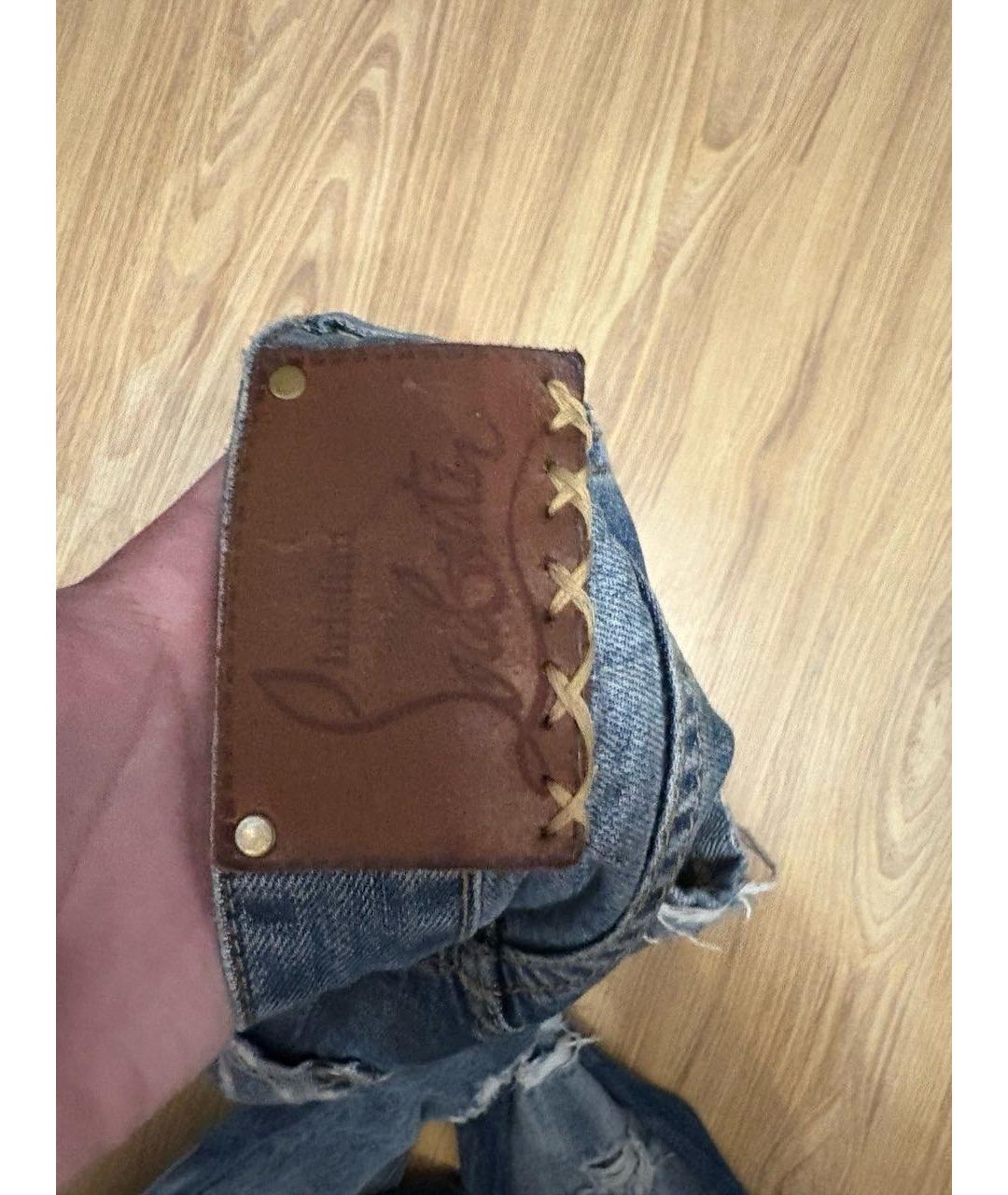 CHRISTIAN LOUBOUTIN Синие хлопковые прямые джинсы, фото 4