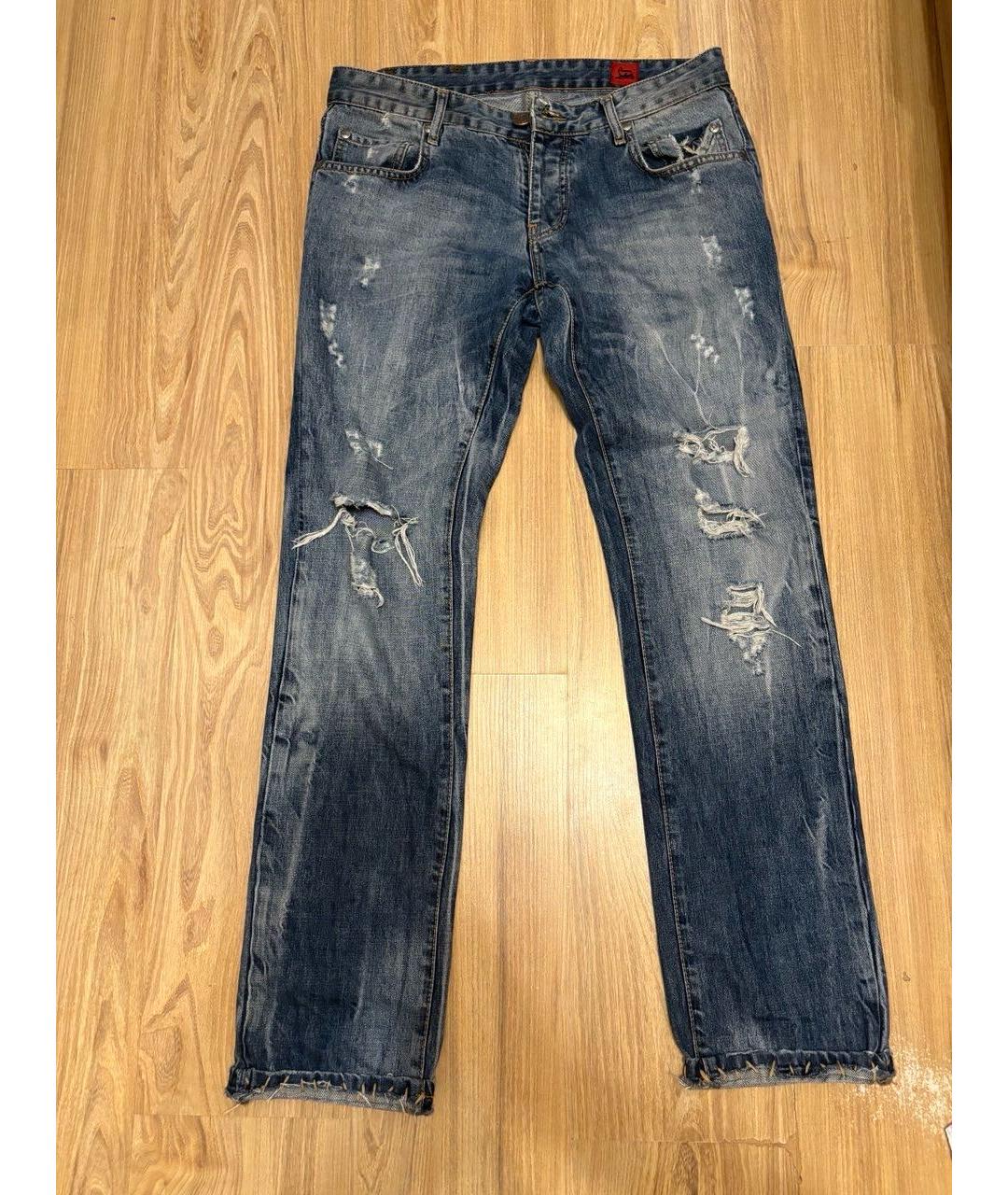 CHRISTIAN LOUBOUTIN Синие хлопковые прямые джинсы, фото 5