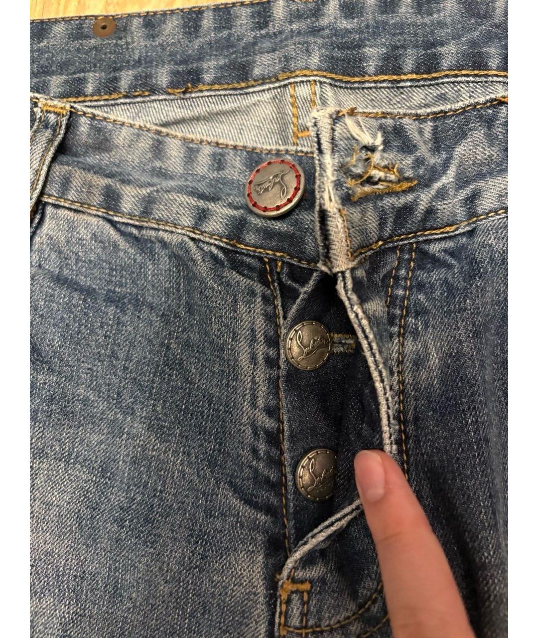 CHRISTIAN LOUBOUTIN Синие хлопковые прямые джинсы, фото 3