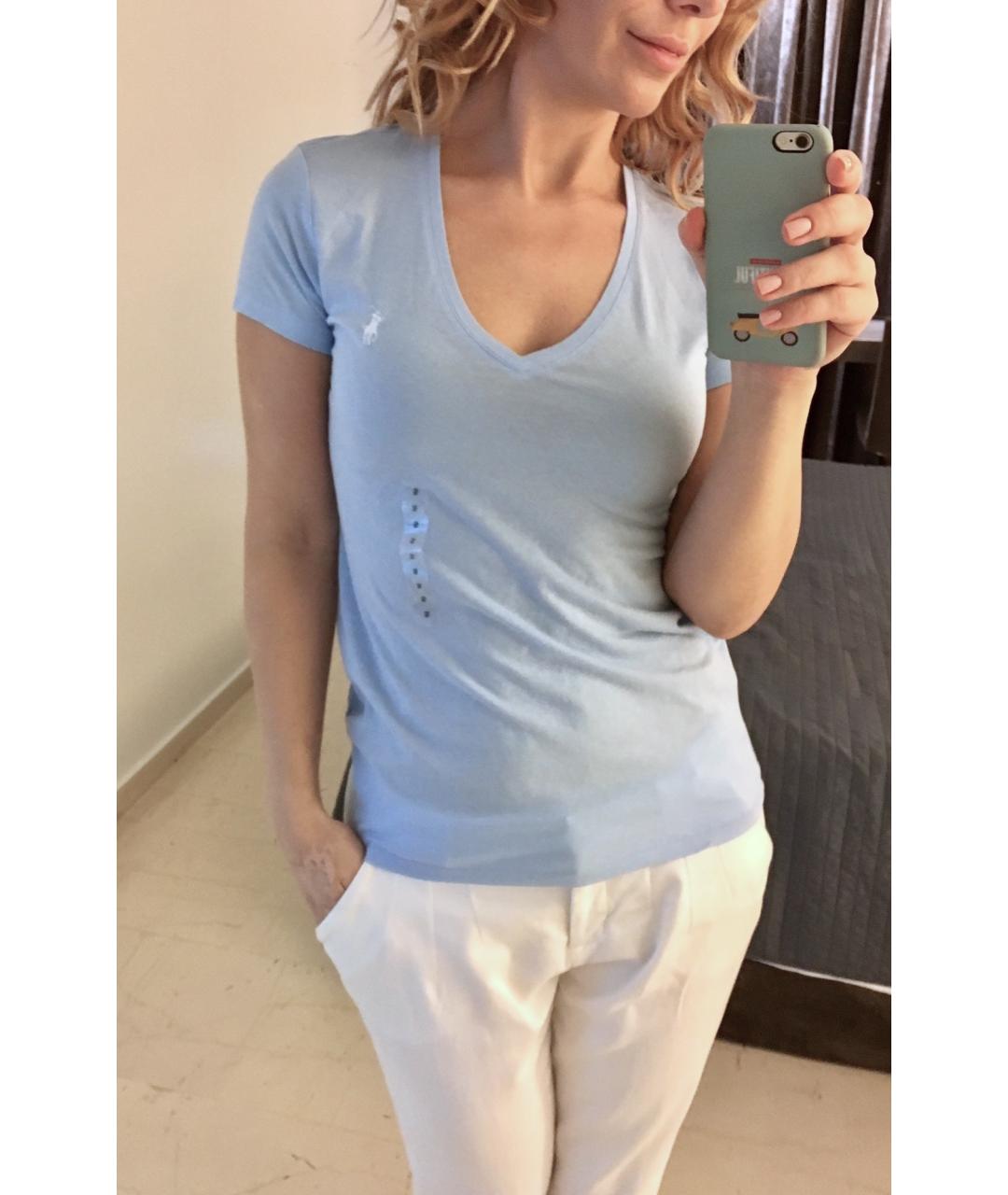 POLO RALPH LAUREN Голубая хлопковая футболка, фото 3