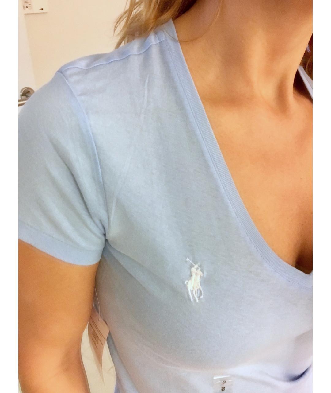 POLO RALPH LAUREN Голубая хлопковая футболка, фото 2