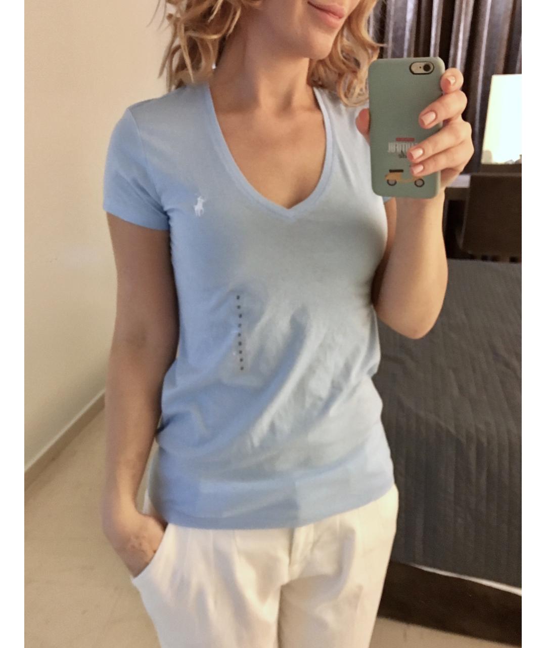 POLO RALPH LAUREN Голубая хлопковая футболка, фото 6