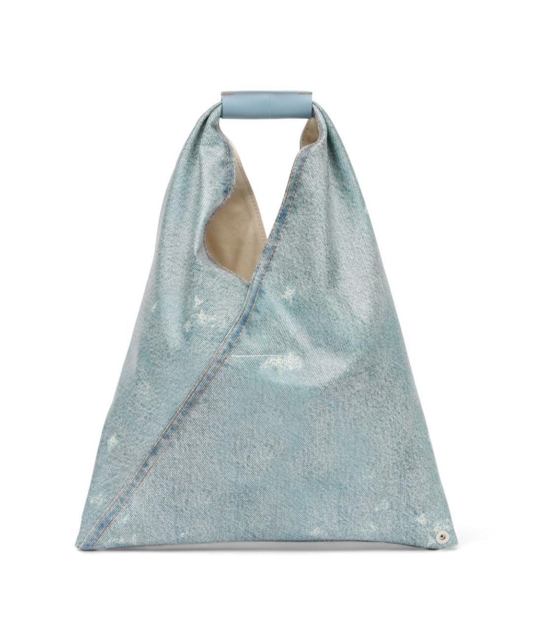 MM6 MAISON MARGIELA Голубая тканевая сумка тоут, фото 3