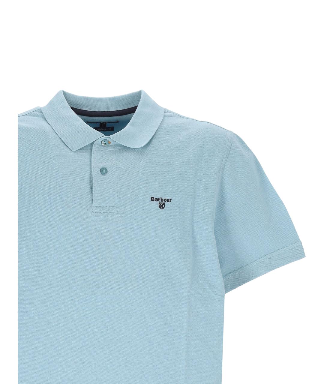 BARBOUR Голубое хлопковое поло с коротким рукавом, фото 2