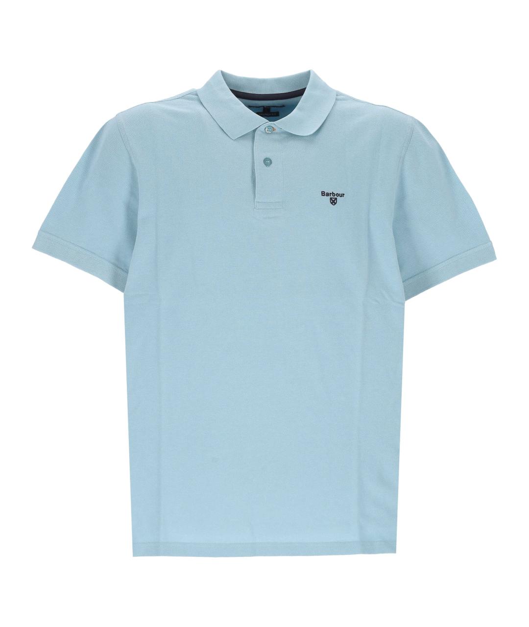 BARBOUR Голубое хлопковое поло с коротким рукавом, фото 1