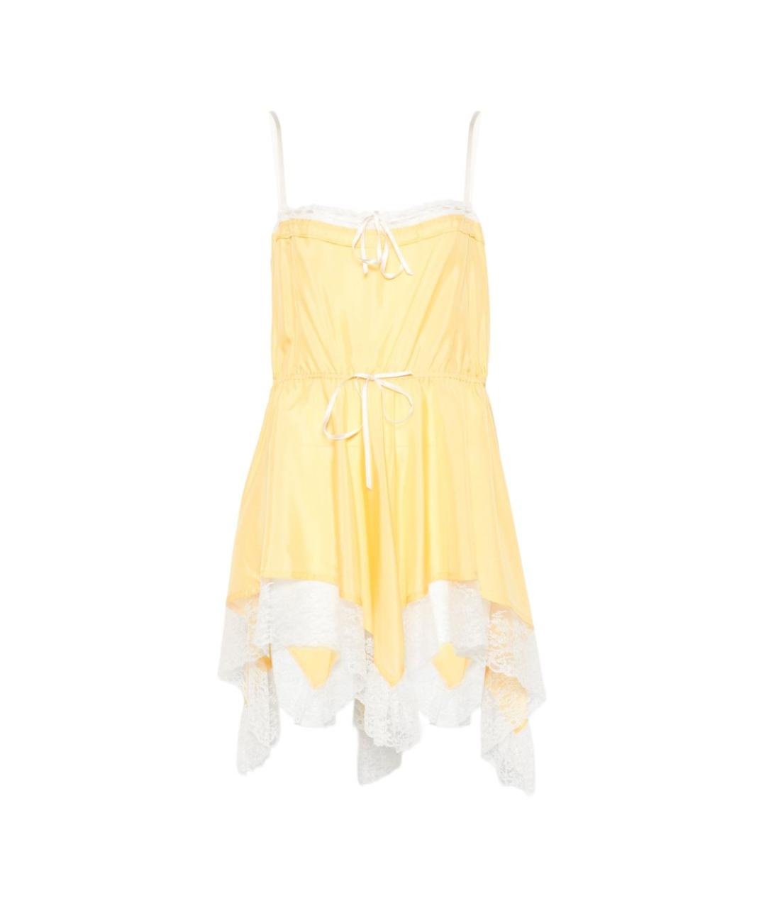 SAINT LAURENT Желтое шелковое платье, фото 1