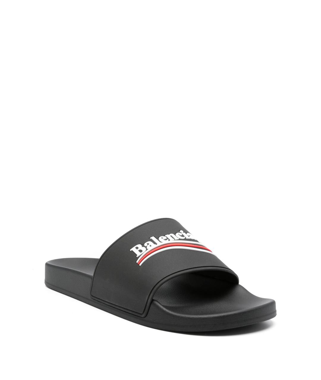 BALENCIAGA Черные резиновые шлепанцы, фото 2