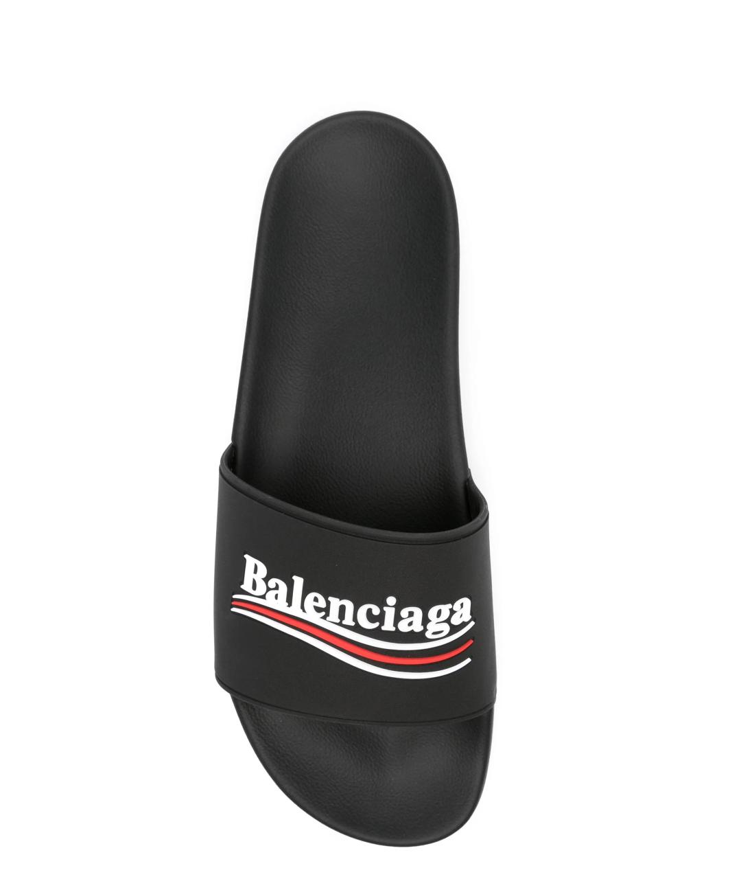 BALENCIAGA Черные резиновые шлепанцы, фото 4