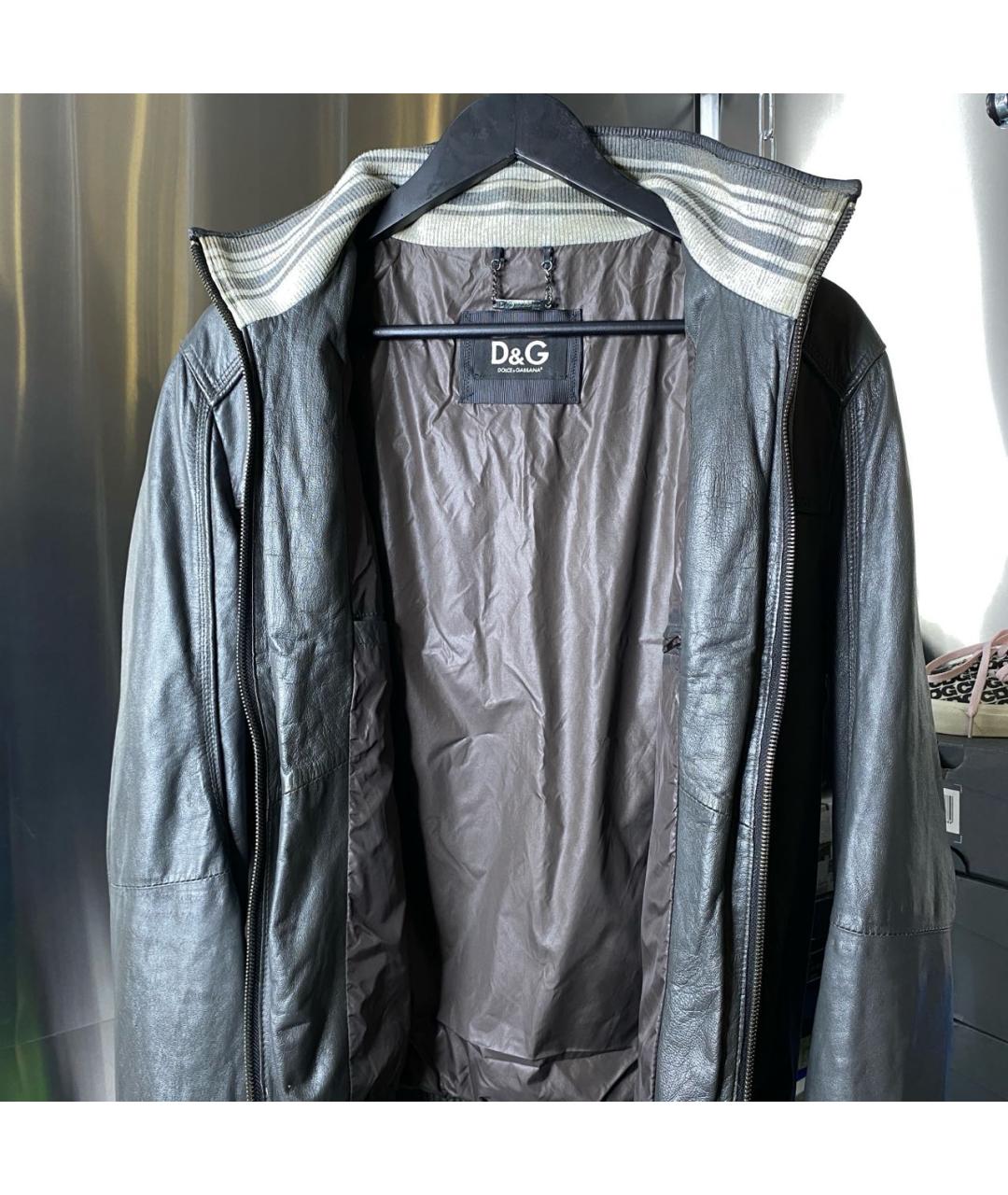 DOLCE&GABBANA Антрацитовая кожаная куртка, фото 3