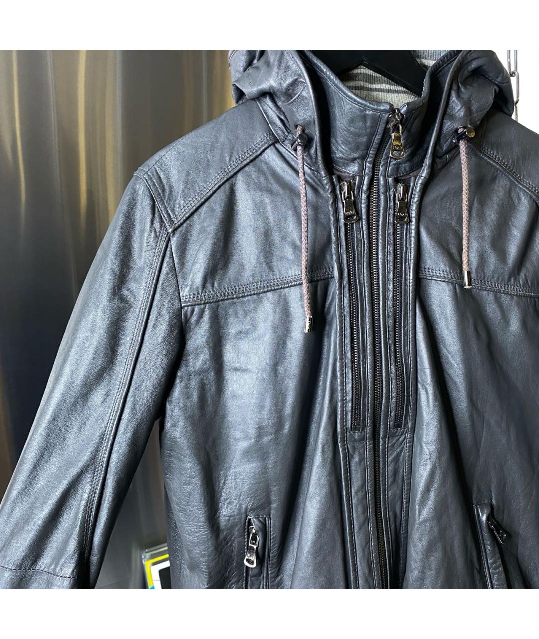 DOLCE&GABBANA Антрацитовая кожаная куртка, фото 7
