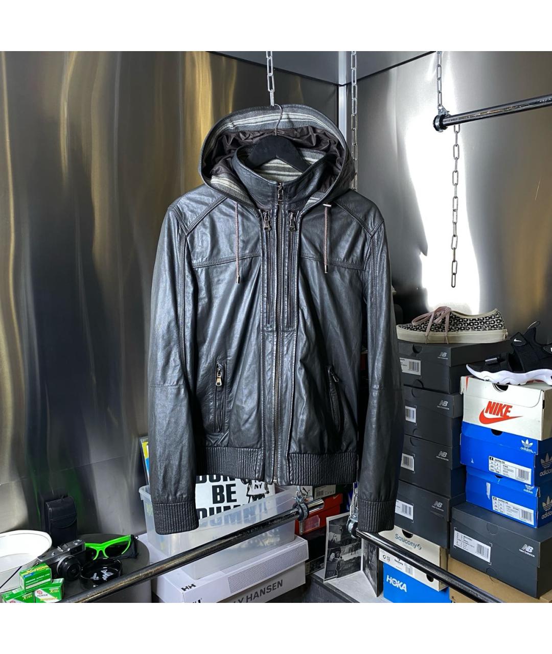 DOLCE&GABBANA Антрацитовая кожаная куртка, фото 9