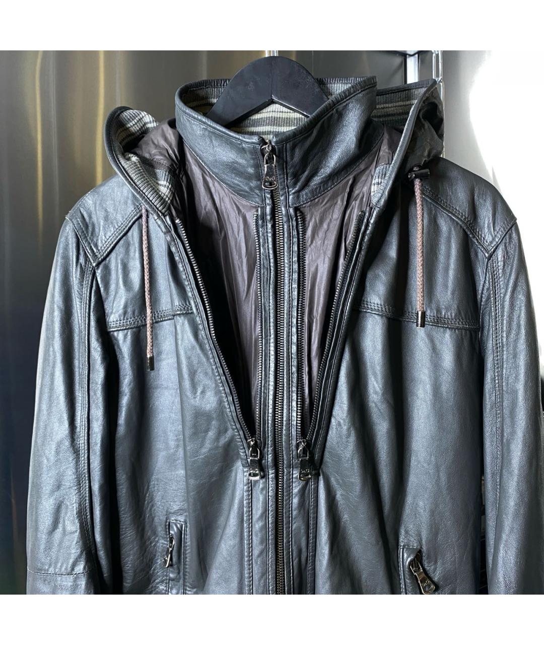 DOLCE&GABBANA Антрацитовая кожаная куртка, фото 2