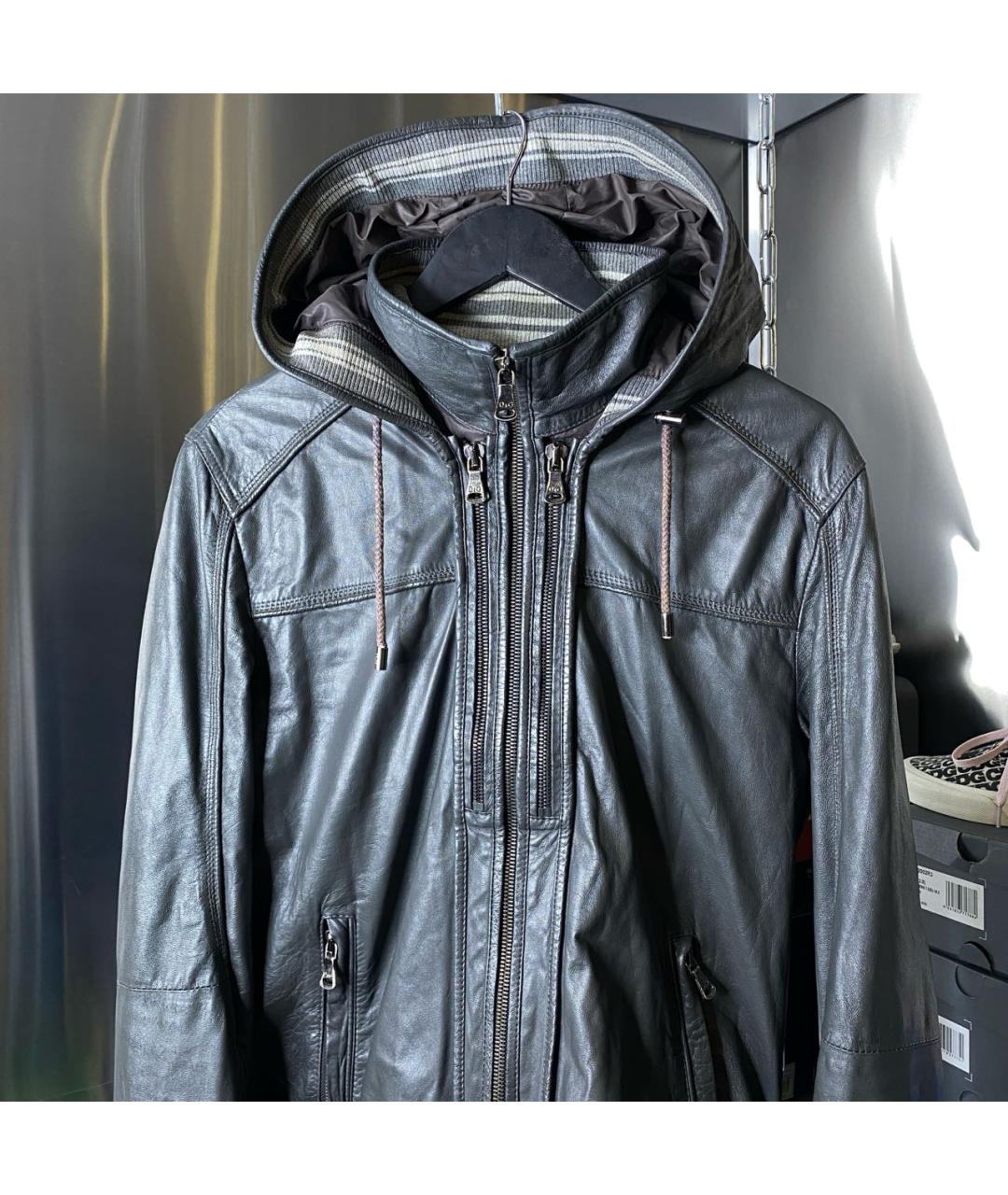 DOLCE&GABBANA Антрацитовая кожаная куртка, фото 6