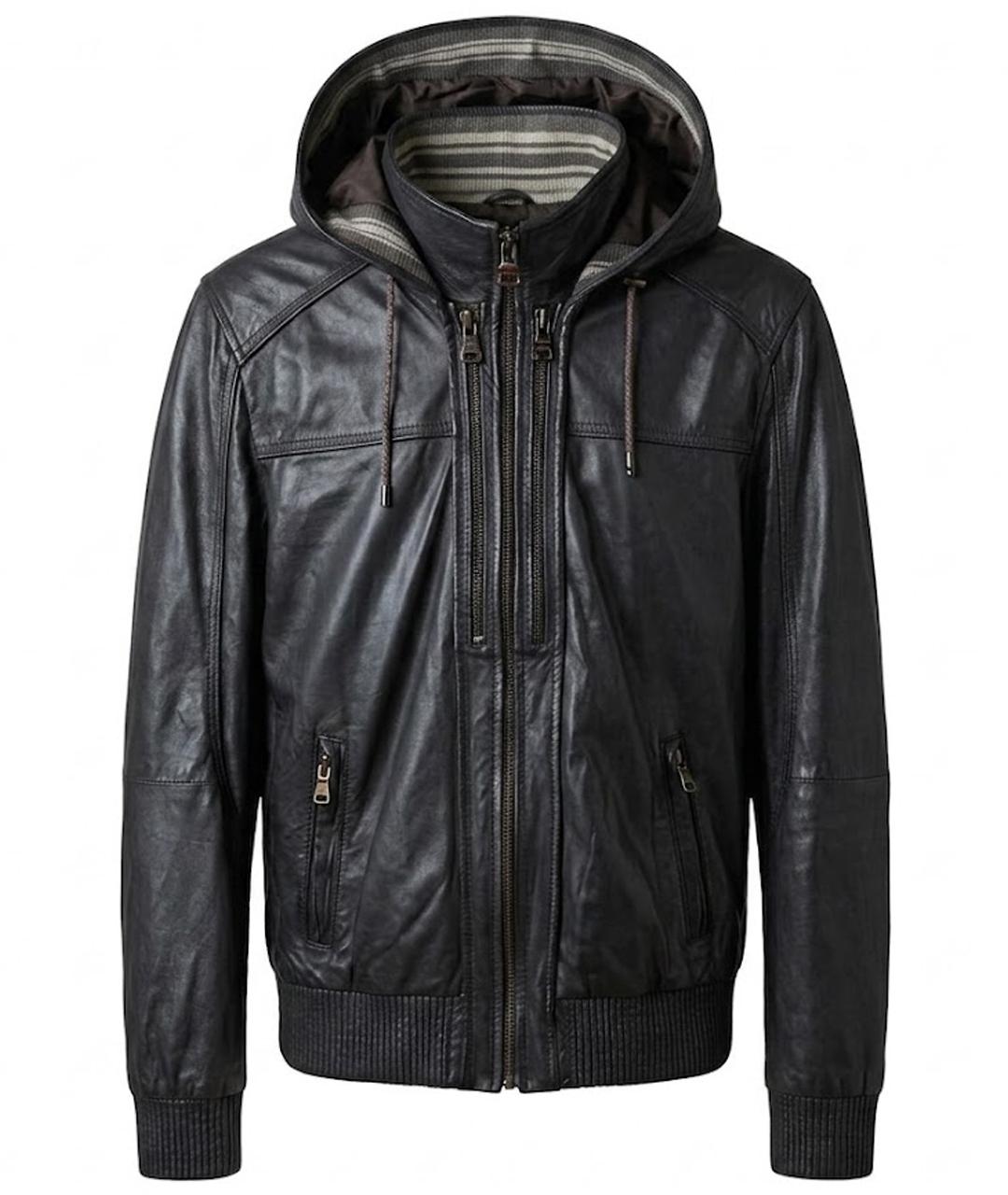 DOLCE&GABBANA Антрацитовая кожаная куртка, фото 1