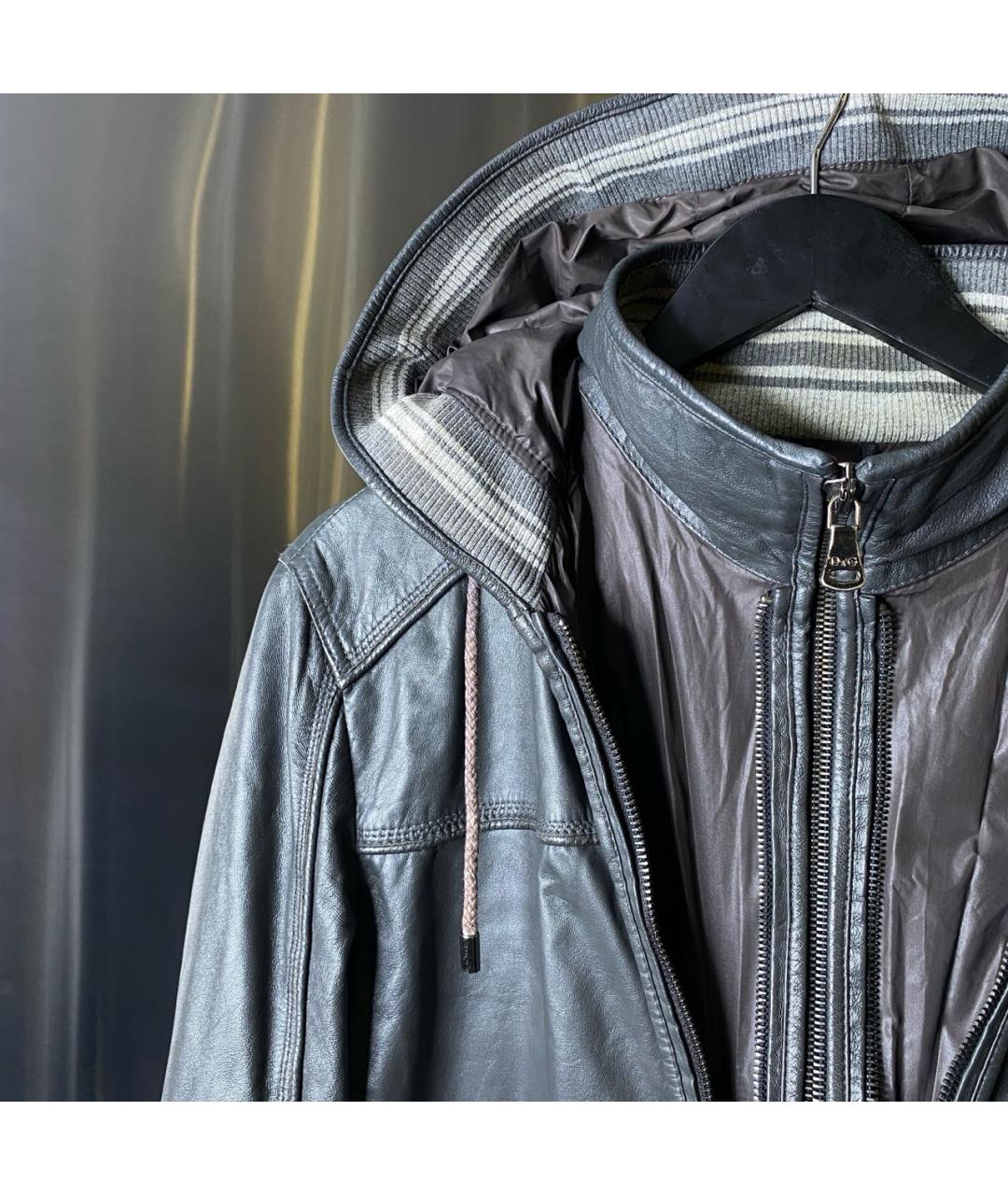 DOLCE&GABBANA Антрацитовая кожаная куртка, фото 8