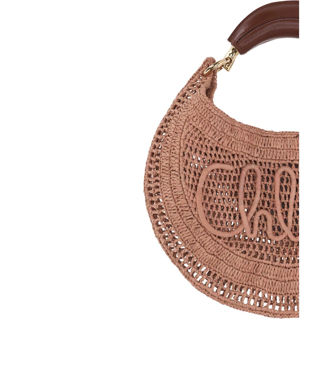 CHLOE Коричневая тканевая сумка с короткими ручками, фото 2
