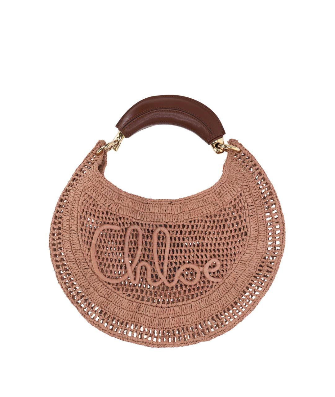 CHLOE Коричневая тканевая сумка с короткими ручками, фото 1