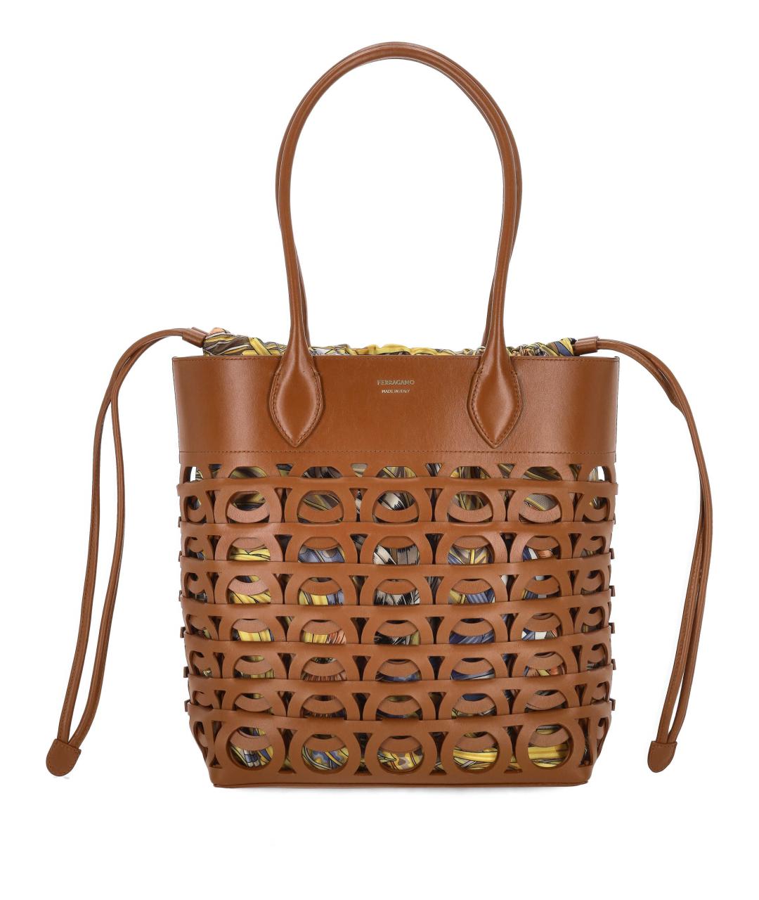 FERRAGAMO Коричневая кожаная сумка тоут, фото 1