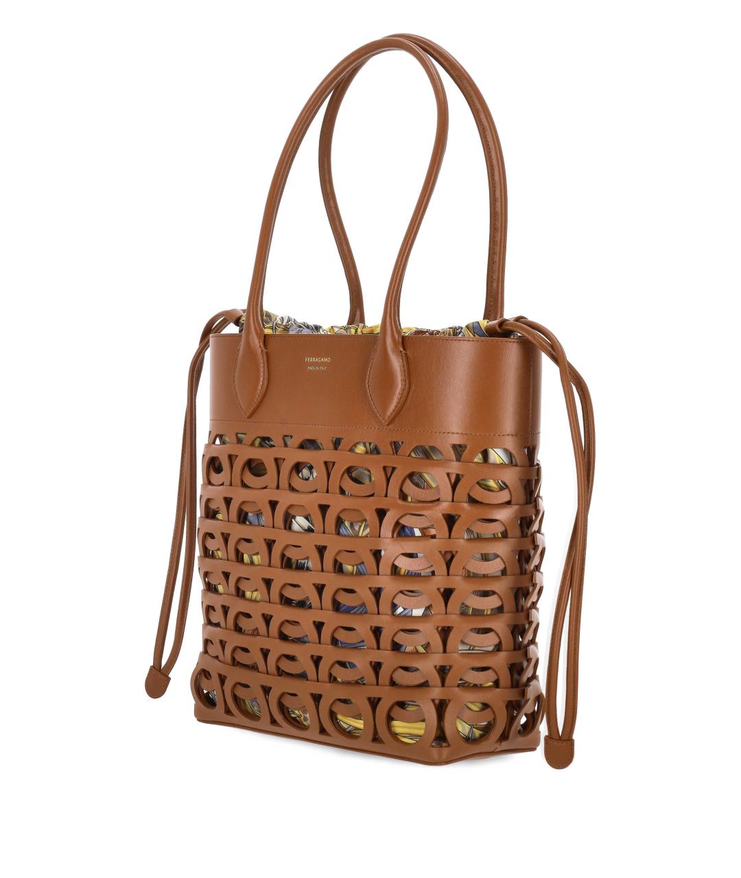 FERRAGAMO Коричневая кожаная сумка тоут, фото 2