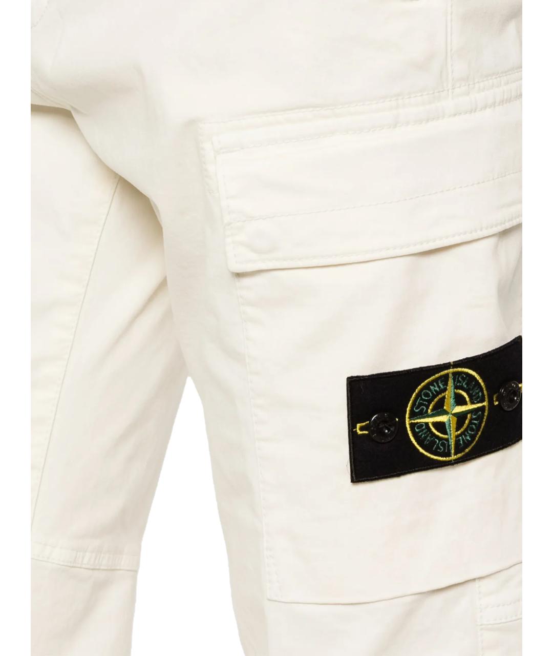 STONE ISLAND Белые хлопковые повседневные брюки, фото 2