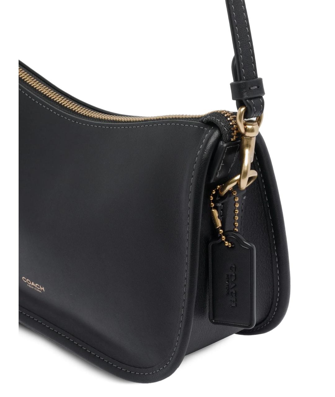 COACH Черная кожаная сумка через плечо, фото 4