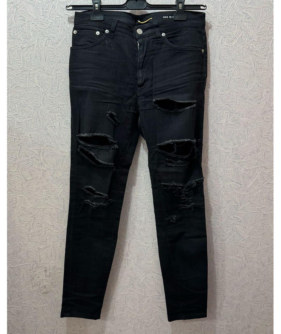 SAINT LAURENT Черные хлопко-эластановые джинсы слим, фото 4