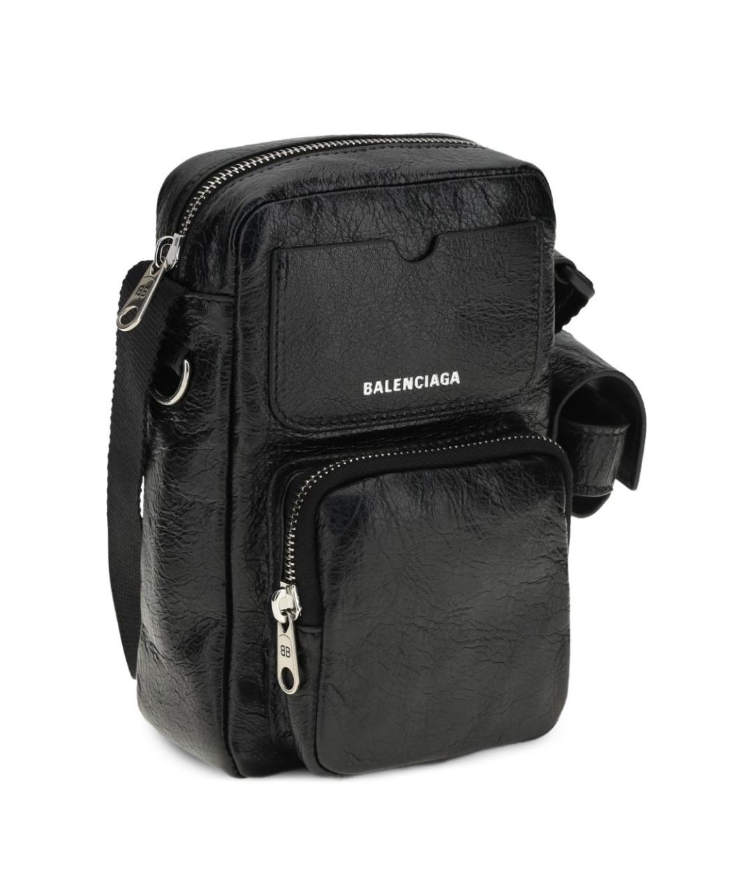 BALENCIAGA Черная кожаная сумка на плечо, фото 4