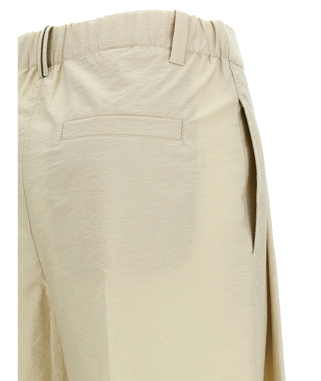 BRUNELLO CUCINELLI Бежевые хлопковые прямые брюки, фото 4