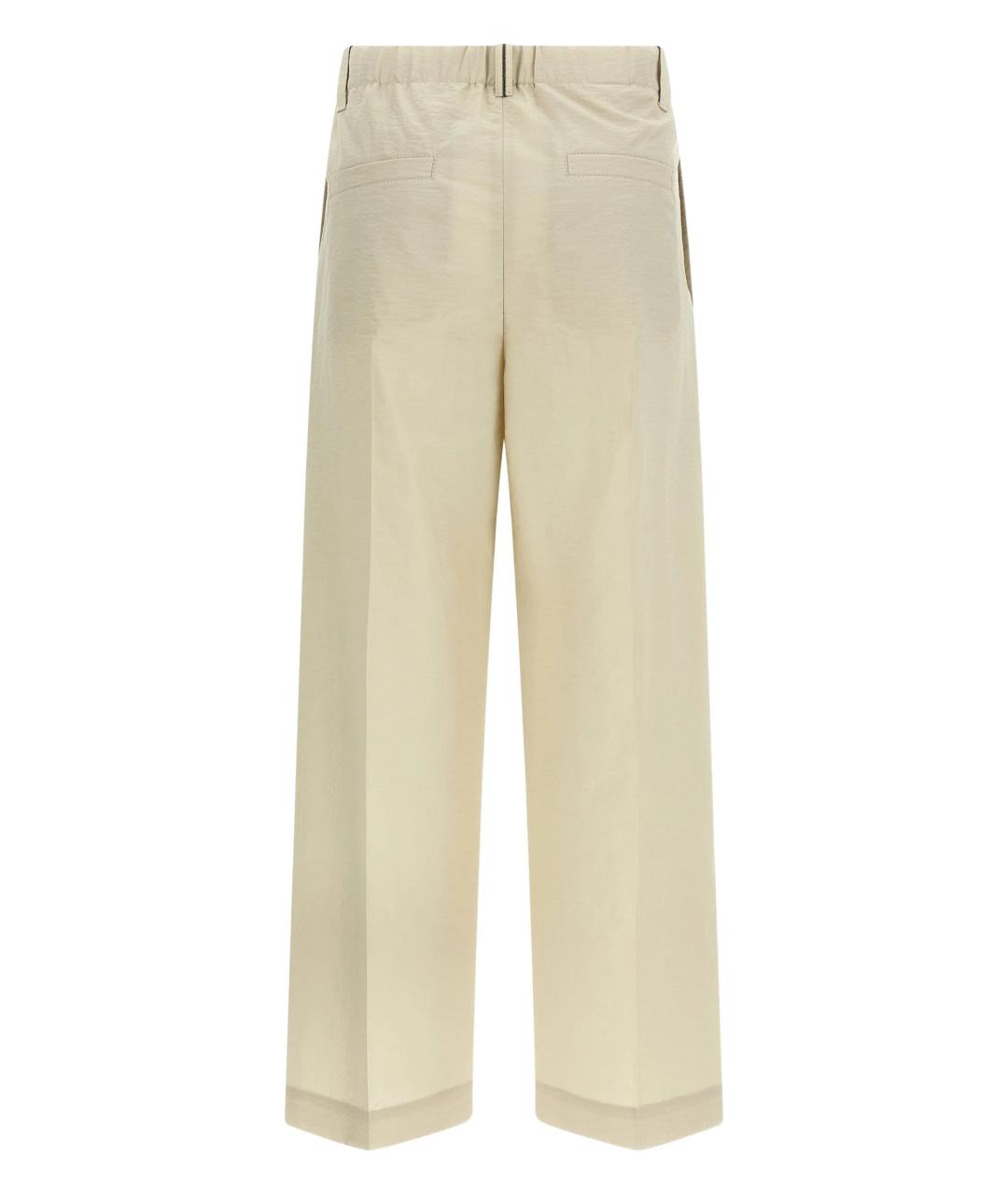 BRUNELLO CUCINELLI Бежевые хлопковые прямые брюки, фото 3