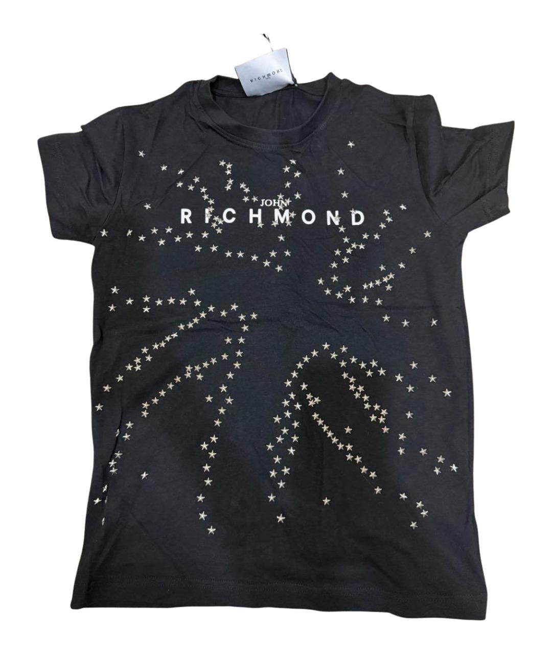 JOHN RICHMOND Черная хлопковая футболка, фото 1