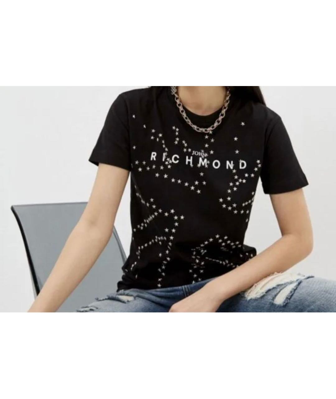 JOHN RICHMOND Черная хлопковая футболка, фото 3