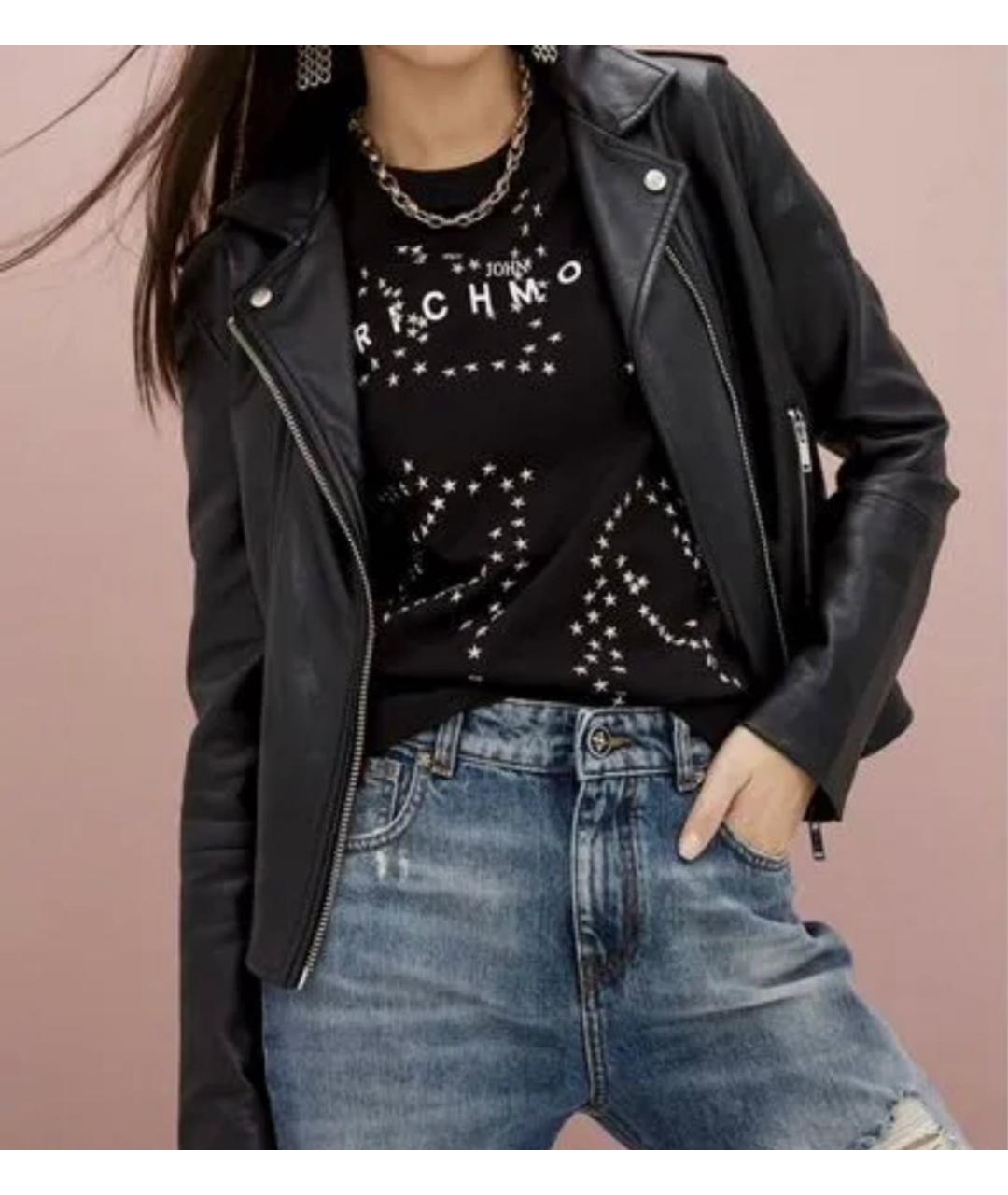 JOHN RICHMOND Черная хлопковая футболка, фото 2