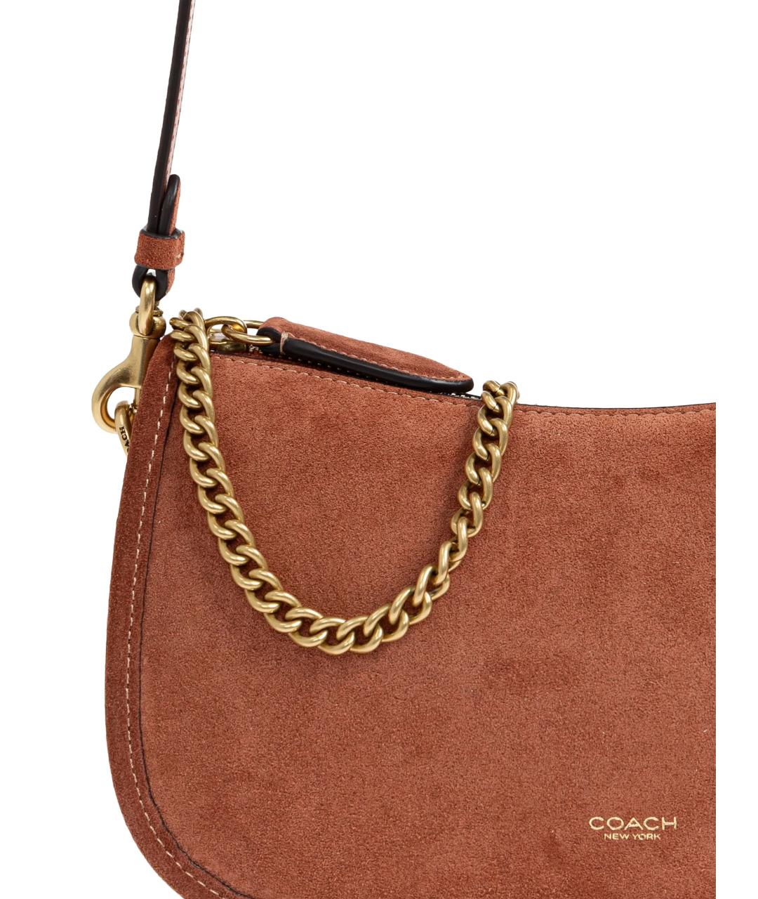COACH Коричневая замшевая сумка через плечо, фото 4