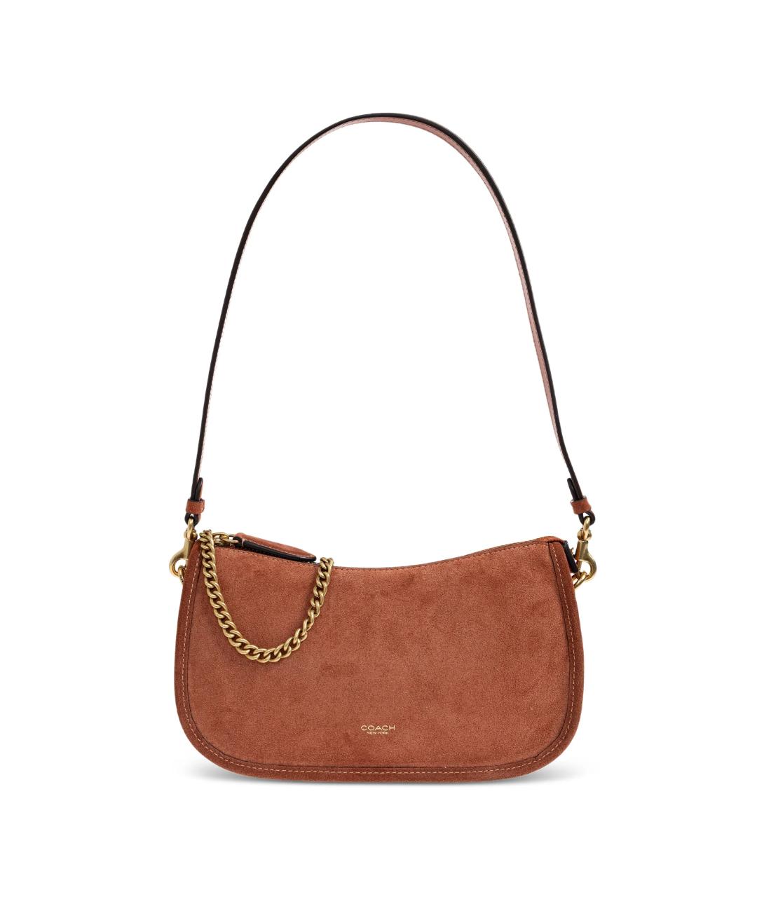 COACH Коричневая замшевая сумка через плечо, фото 1