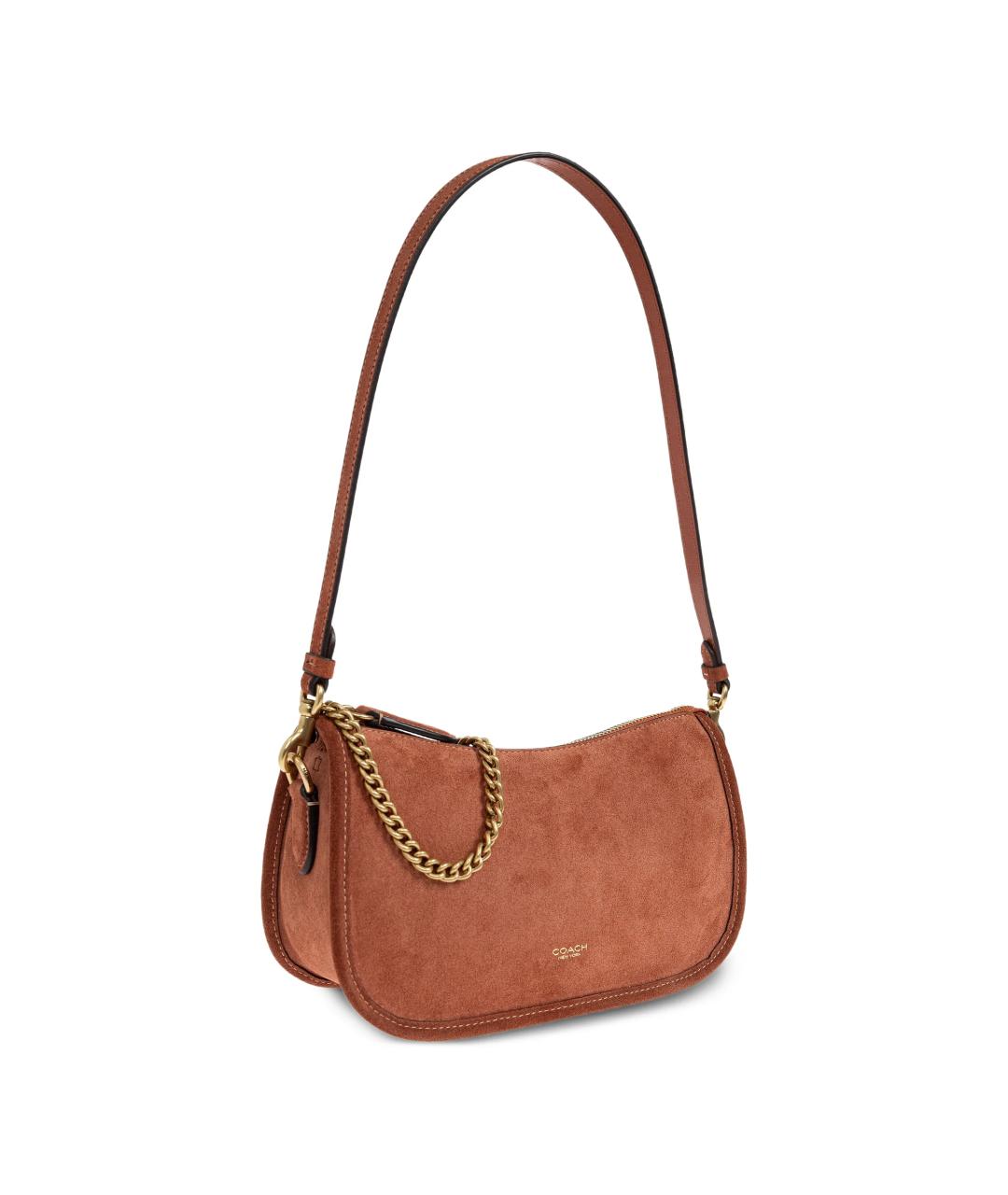 COACH Коричневая замшевая сумка через плечо, фото 2