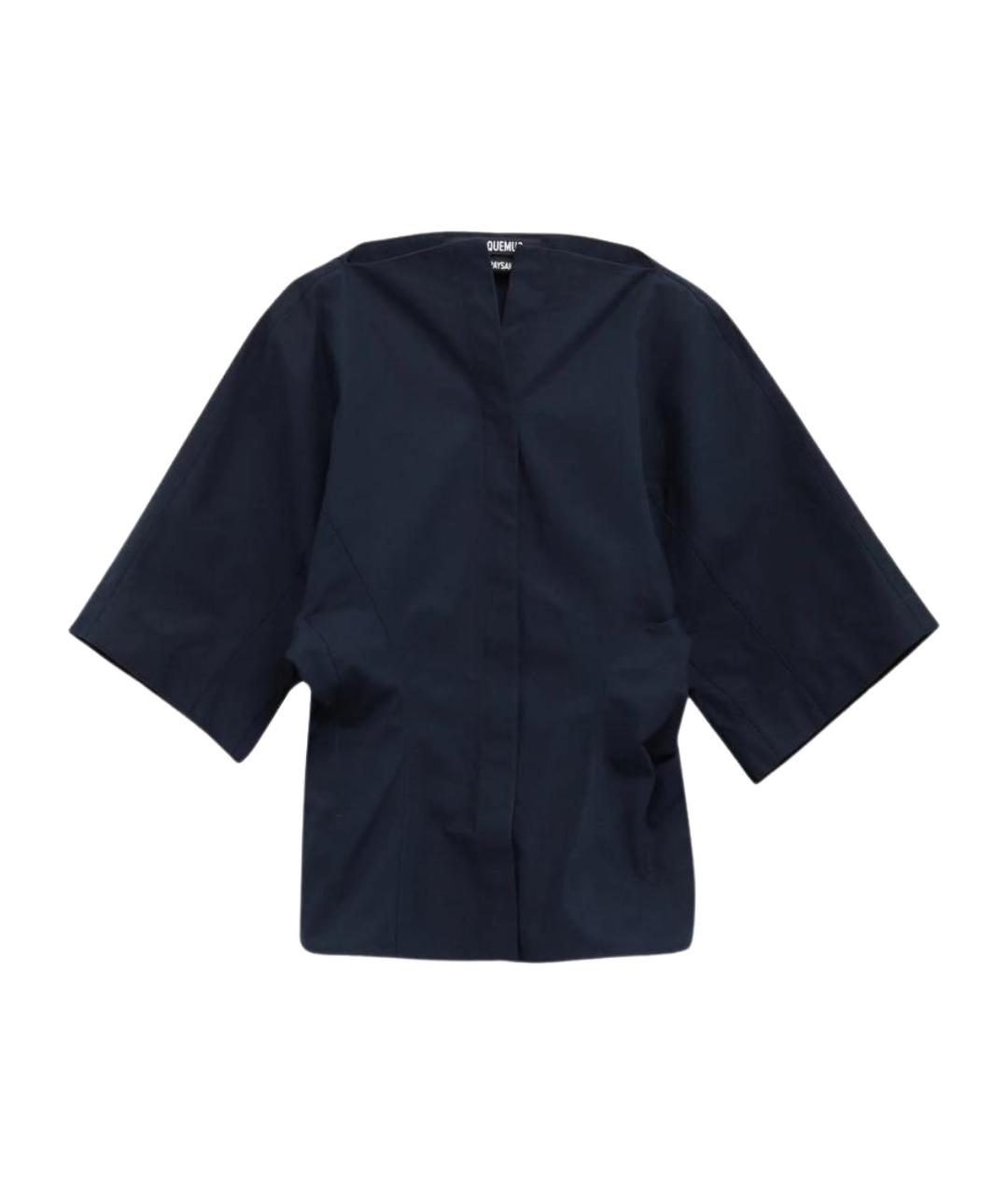 JACQUEMUS Темно-синяя хлопковая рубашка, фото 1