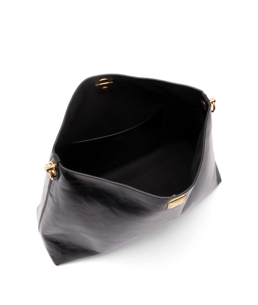 DOLCE&GABBANA Черная кожаная сумка через плечо, фото 5