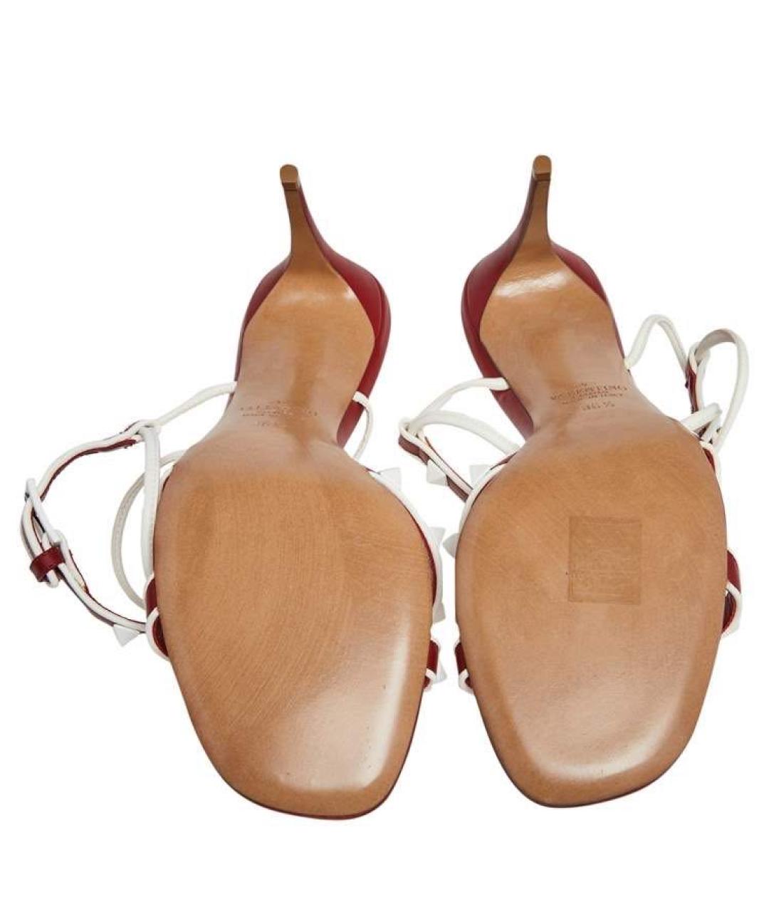 VALENTINO Красные кожаные босоножки, фото 4