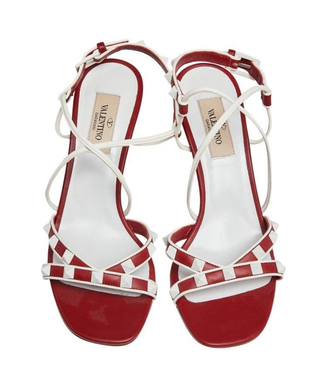 VALENTINO Красные кожаные босоножки, фото 2