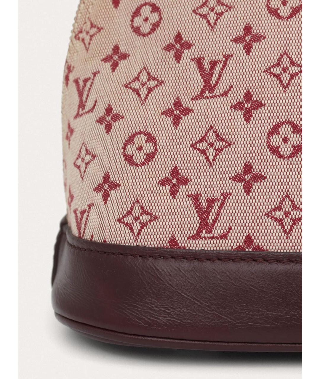 LOUIS VUITTON Бордовая тканевая сумка с короткими ручками, фото 6