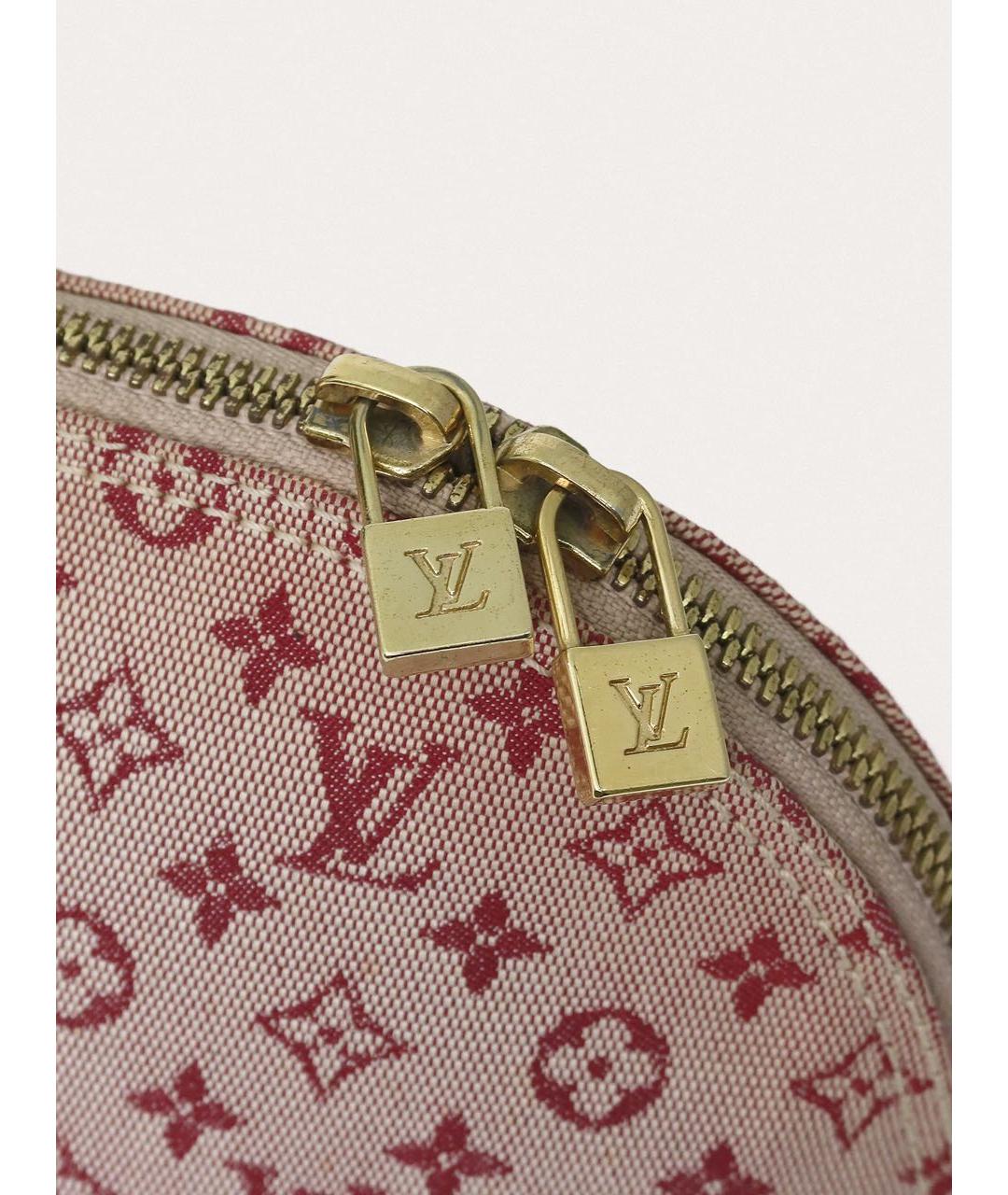 LOUIS VUITTON Бордовая тканевая сумка с короткими ручками, фото 5