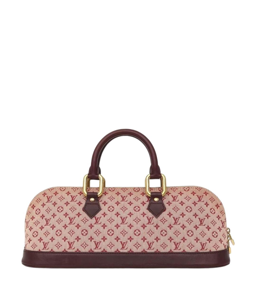 LOUIS VUITTON Бордовая тканевая сумка с короткими ручками, фото 1