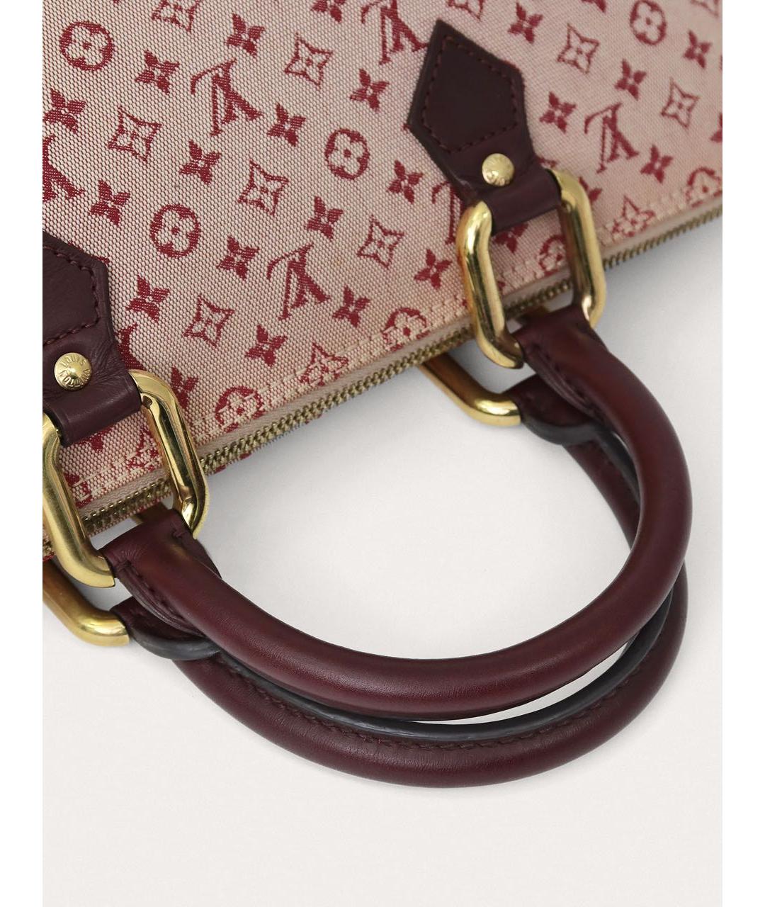 LOUIS VUITTON Бордовая тканевая сумка с короткими ручками, фото 7