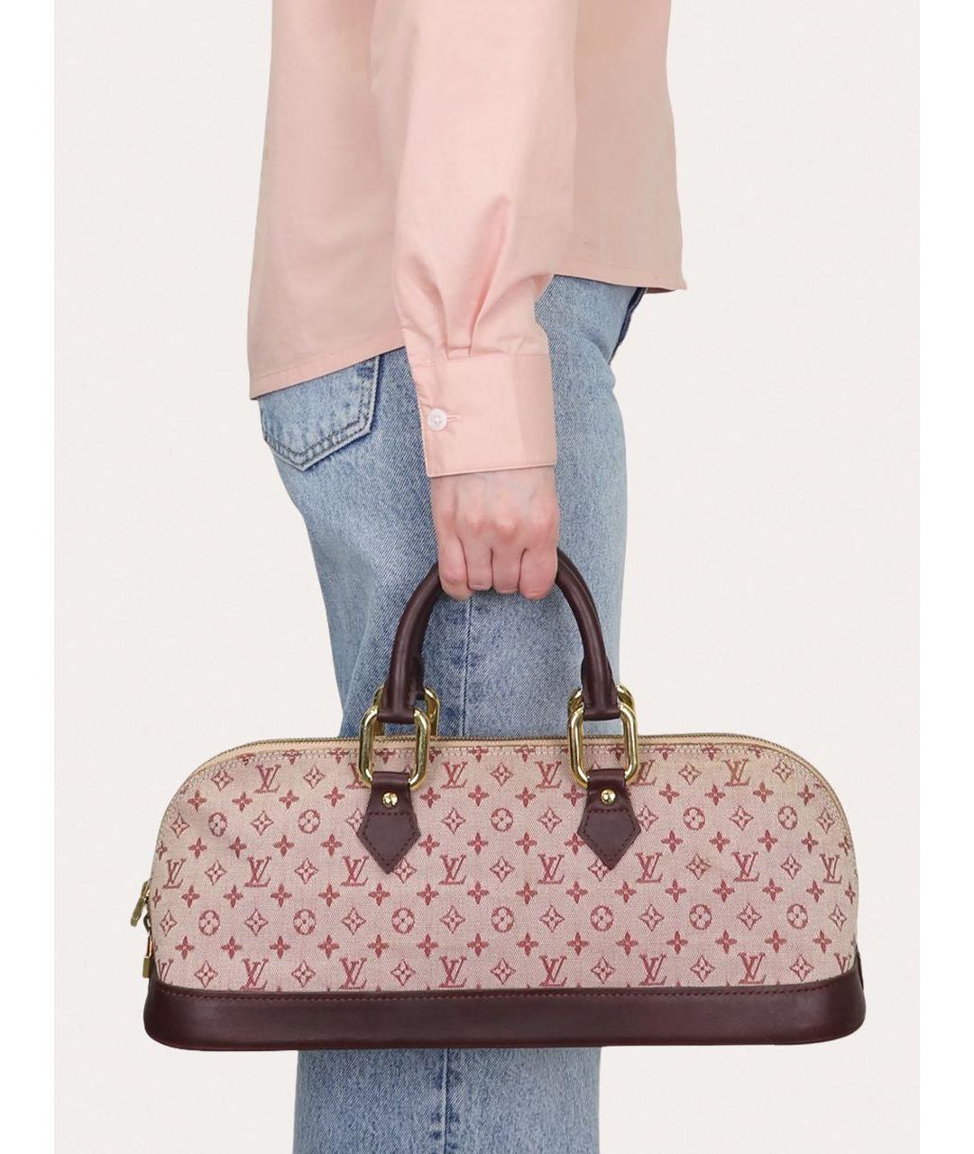 LOUIS VUITTON Бордовая тканевая сумка с короткими ручками, фото 8