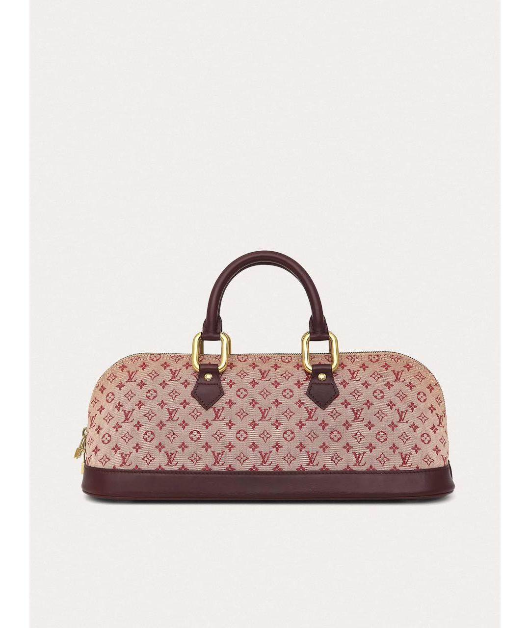 LOUIS VUITTON Бордовая тканевая сумка с короткими ручками, фото 3