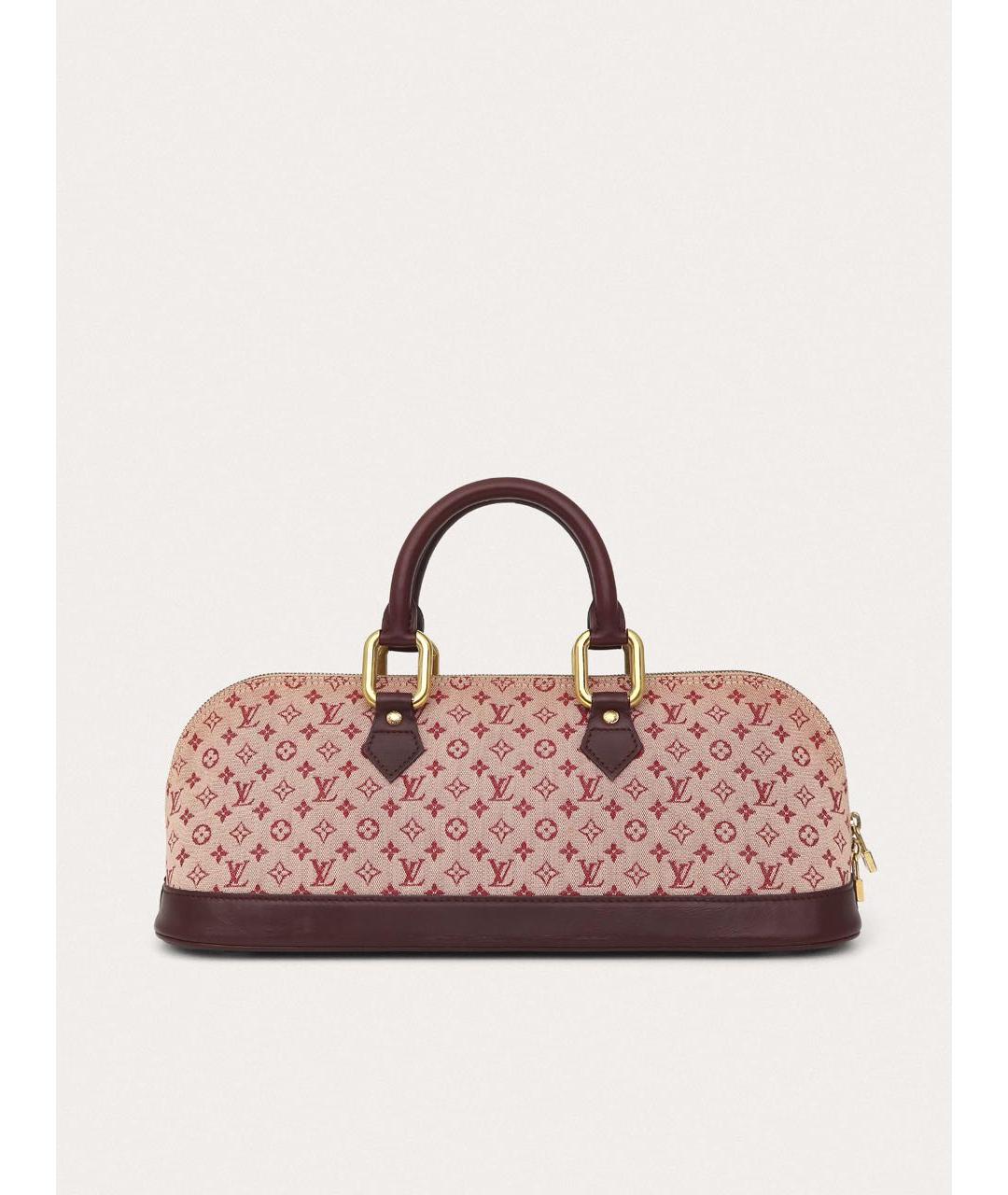 LOUIS VUITTON Бордовая тканевая сумка с короткими ручками, фото 9