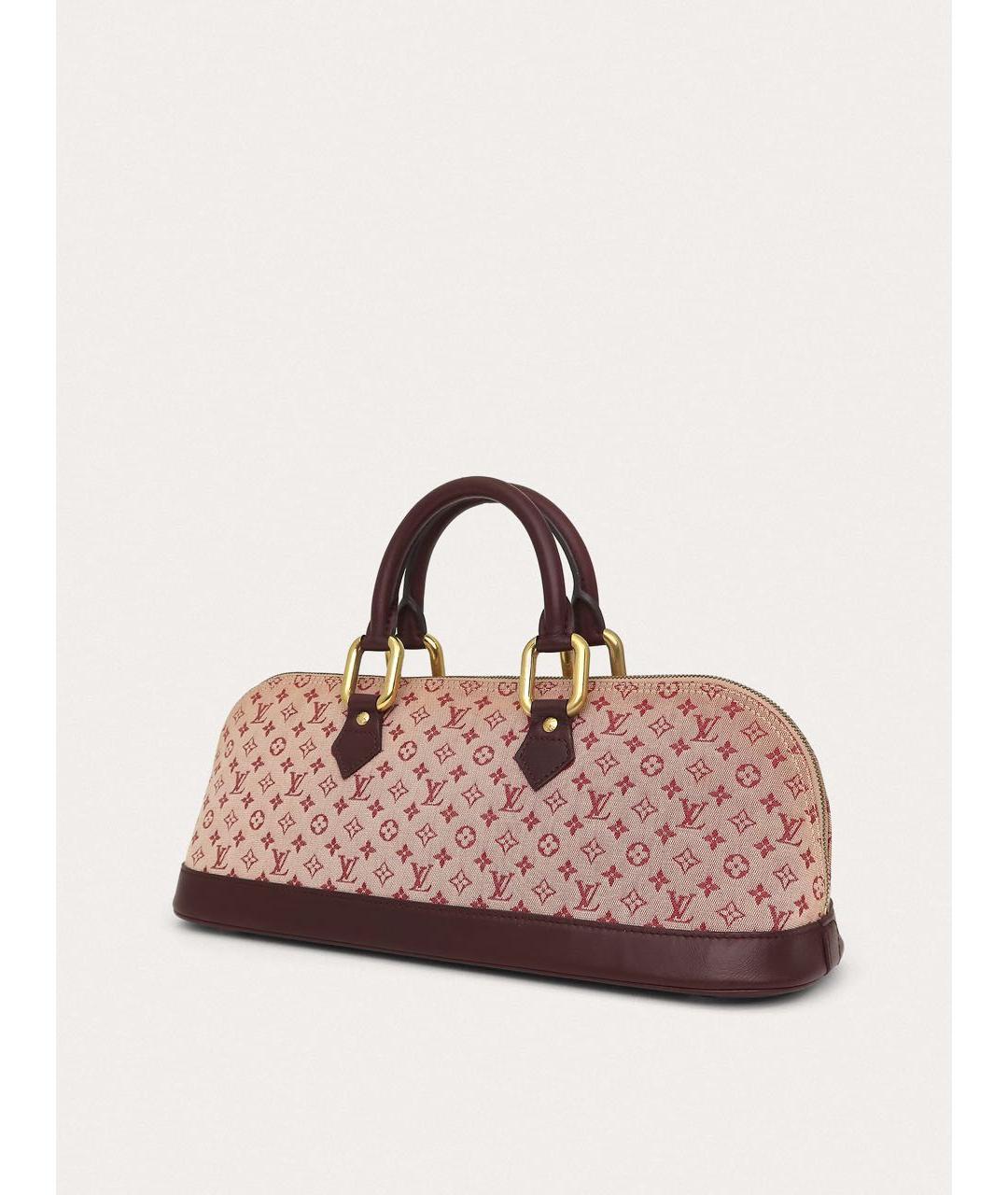 LOUIS VUITTON Бордовая тканевая сумка с короткими ручками, фото 2