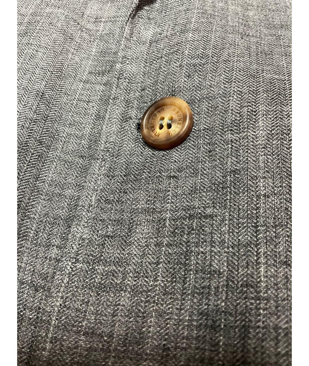 BRUNELLO CUCINELLI Серый льняной пиджак, фото 3